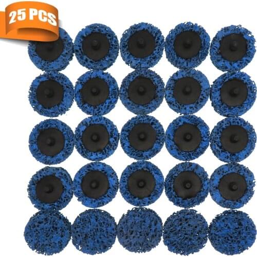 25PCS 2" 50mm Quick Change Roloc Easy Strip & Clean Discs Blue for Paint Rust Removal Auto Surface Prep