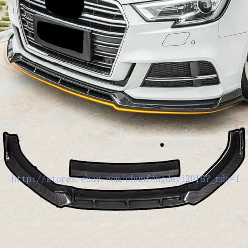 For Audi A3 S3 Sports Sedan 4-Door 2017 2018 2019 Carbon Fiber Front Bumper Lip Spoiler 3pcs