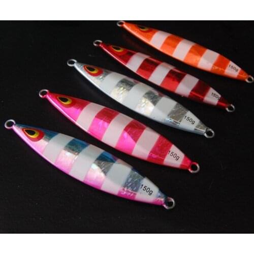 5PCS Deep sea Fishing Jigging Glow zebra Slow Jig Jigbait Spoon Lure baits 150g