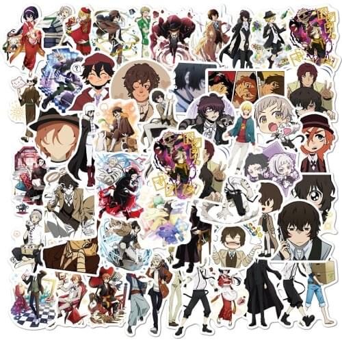 50 pieces of anime bungou stray dogs personality graffiti stickers decorative luggage laptop waterproof stickers