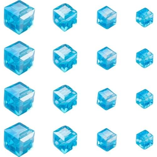 672pcs/Box Electroplate Glass Beads Loose Spacer Beads Cube AB Color Plated Faceted for Jewelry Making DIY Bracelet Necklace