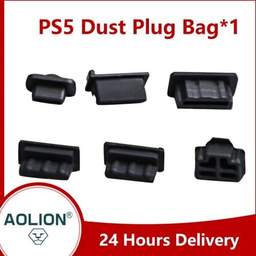 Aolion 6pcs Dust Plug for PS5 Gaming Console Silicone Dust Proof Cover Stopper Dustproof Kits