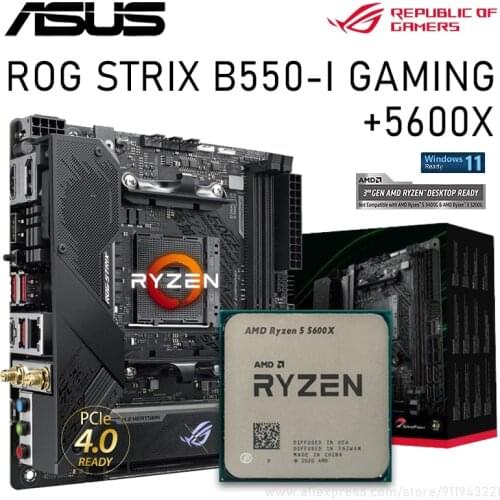 Asus ROG STRIX B550-I GAMING B550 With Ryzen 5 5600X Motherboard Bundle PCI-E 4.0 M.2 DDR4 64GB Motherboard Placa-mãe Kit New