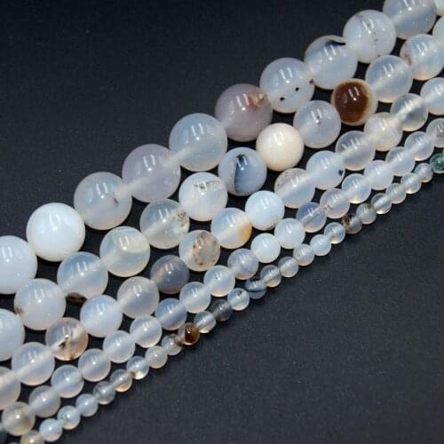 Free Shipping Natural Stone White Black Flower Agates Round Loose Beads For Jewelry Making Diy Bracelet Necklace 4/6/8/10/12 MM