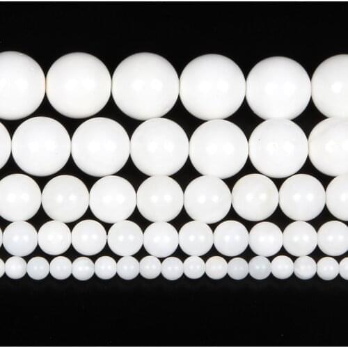 Natural Stone Roasted White Jadee Charm Round Loose Beads For Jewelry Making For Needlework Beads Diy Strand 4/6/8/10/12 MM