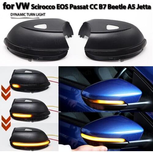For VW Scirocco Passat Eos CC Beetle Dynamic Scroll Black Cover LED Turn Signal Light Sequential Mirror Indicator Blinker Light