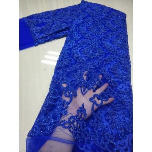 Hot Sale Nigerian Lace Fabric 2021 High Quality Embroidery Tulle Lace Latest African French Net Lace With Beads For Party 5yard