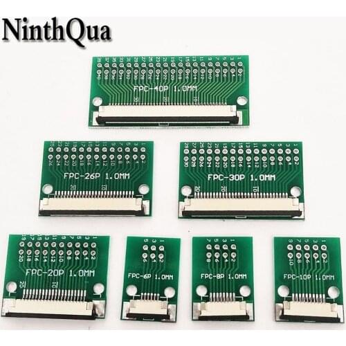 1pcs FPC FFC Cable 6 8 10 20 26 30 40 PIN 1.0 mm pitch Connector SMT Adapter to 2.54 mm 1.00 inch pitch through hole DIP PCB
