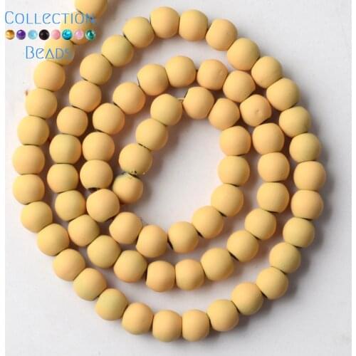 Natural Stone Orange Matte Dull Polish Hematite Rubber Round Beads For Jewelry Making Spacer Loose Beads Diy Bracelets 4-8mm 15"