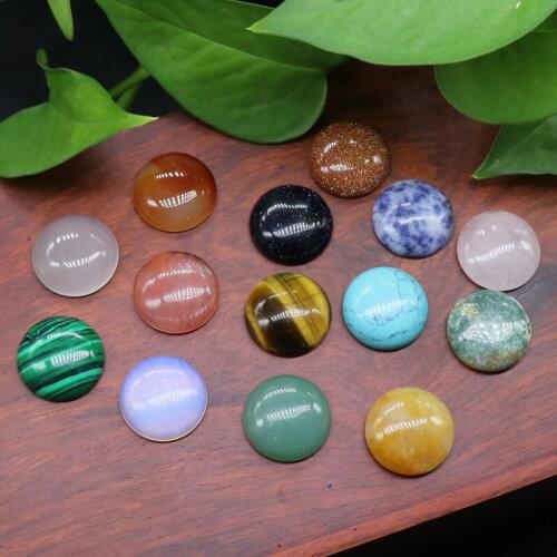 20mm Round Opal Malachite Tiger Eye Natural Stone CAB Cabochon for DIY Ring Earring Bracelet Necklace Making Jewelry Finding