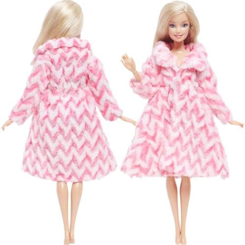 BJDBUS 1 Doll Coat Bath Robe Pink Wave Outfit Homewear Dress Daily Sleepwear Skirt Clothes for Barbie Doll Accessories Toys