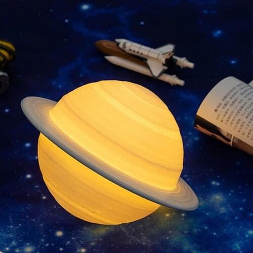 3D Printing Saturn Moon Lamp Touch Control Night Light Home Decoration Bedoom Bedside Lamp with Remote Control for Kids Gifts