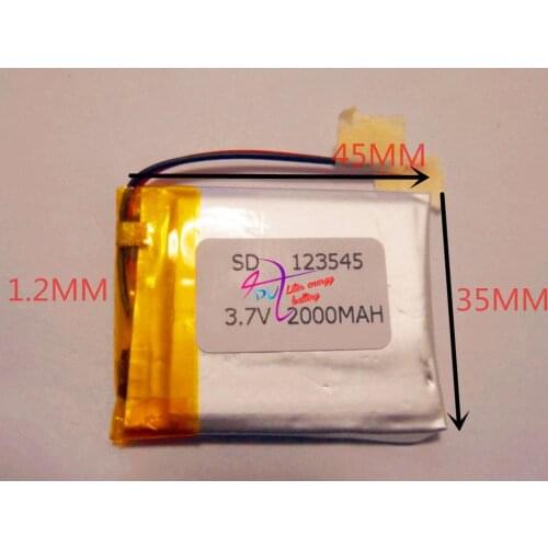 Best battery brand Free shipping 3.7 V lithium polymer battery 2000 mah 123545 speakers navigator Mobile DVD