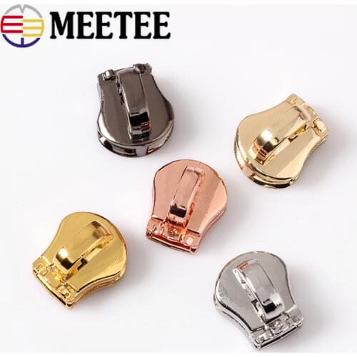 Meetee 10/30pcs 3# 5# Zipper Sliders for Metal Zips Head DIY Bags Down Jacket Zipper Puller Clothing Sew Zip Accessories F2-16