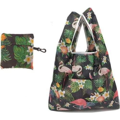 Cute Cartoon Foldable Shopping Bag Tote Portable Reusable Grocery Storage Eco Bags Cactus Flamingo Dots
