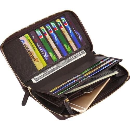 Fashion men bag genuine leather handbag long zipper male business clutch bags