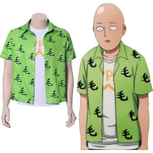 One Punch Man Saitama Oppai Shirt Tee Green Short Sleeve T-shirt Casual Summer Tops