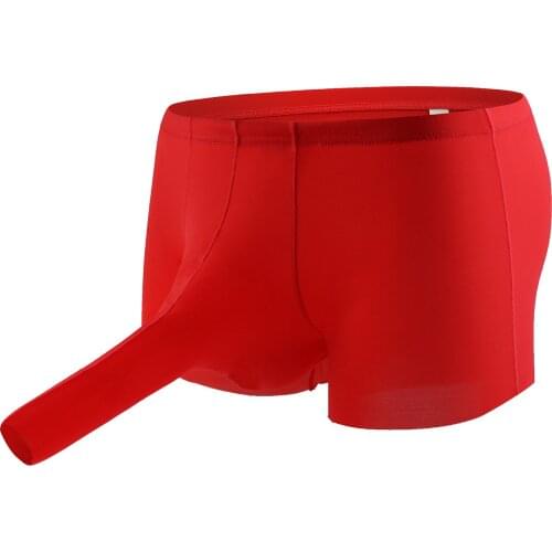 Homme Sexy Penis Pouch Funny Panties Sexy Open Elephant Trunk Underpa Boxer Pants Gay Underwear Ice Silk Traceless Novelty Men