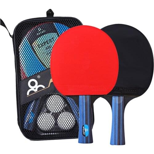 Table Tennis Racket Set Long / Short Handle Training Poplar Wood with 3 pcs Pingpong Ball For students