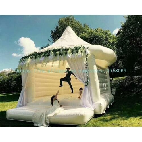 The inflatable wedding bouncer castle,white color Inflatable Wedding jumping house tent for party