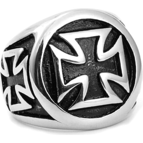 Never Fade Stainless Steel Retro Cross Ring Fashion Punk Style Men Ring Accessories Jewelry For Male Party Best Gift