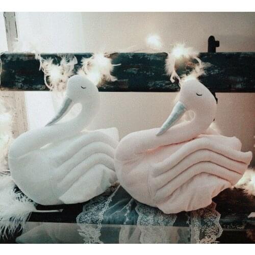 2017 New Fahion Baby White Pink Swan Stuff Plush Toy Cushion Pillow Kids Room Bed Sofa Decoration Children Birthday Gift