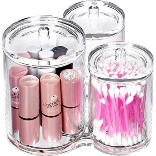 New Creative Clear Cotton Swab Box Makeup Brushes Case Nail Polish Rack Lipstick Holder Women Cosmetic Organizer With Cover