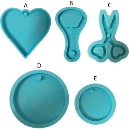 DIY Heart Round Keychain Silicone Resin Mold Scissors Bottle Opener Pendant Silicone Resin Casting Mold Art Craft Tools