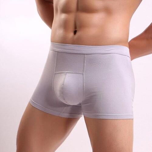 Sexy Men Underwear Boxer Shorts Solid Bamboo Fiber Panties Mid-rise U Convex Pouch Underpants Cueca calzoncillo Plus Size L-3XL