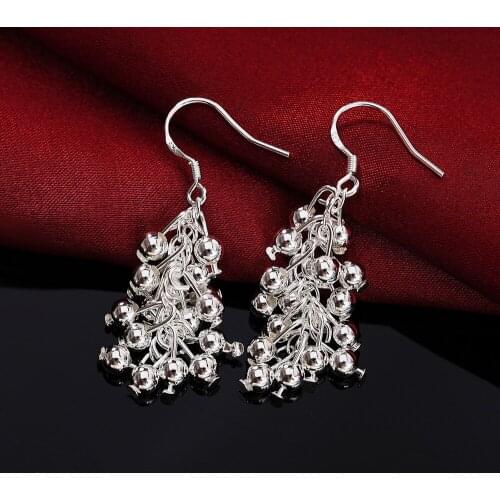 925 Sterling Silver fine grape beads drop Earrings for Woman Fashion brands luxury Jewelry lady party wedding Holiday gifts