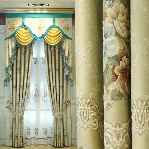 Modern Light Luxury Classical Curtain Jacquard Embossed European Style Beautiful Silk New Style Curtains for Living Room Bedroom