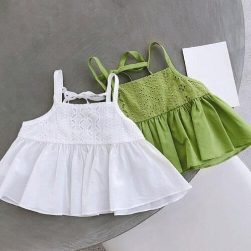 Summer Girls Sweet Princess Sling Tops Toddler Solid Color Thin Straps Tops for Children Fashion Clothes Kids Clothes
