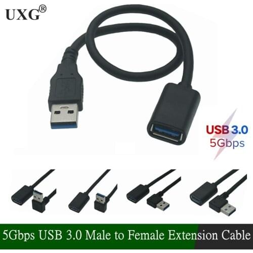 USB 3.0 Angle 90 Degree Extension Cable Male To Female Adapter Cord Transmission With Cables Right / Left / Up / Down