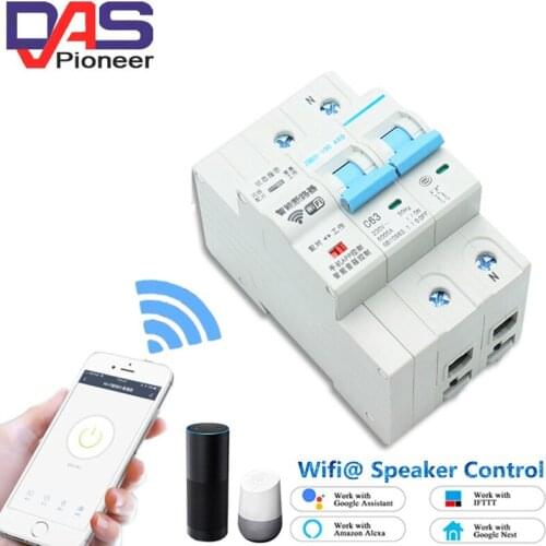 Smart Life(tuya) app 2p WiFi Smart Circuit Breaker overload short circuit protection with Alexa google home for Smart Home