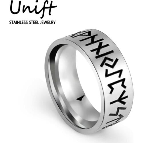 Unift Amulet Viking Rune Ring For Men Stainless Steel Retro Ring Party Jewelry Engagement Anniversary Gift 2021