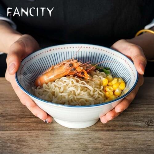 FANCITY Japanese ceramic tableware single noodle bowl big soup bowl noodle bowl hat-shaped bowl ramen bowl