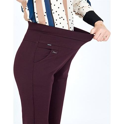 S-6XLNew autumn winter Plus Size Womens Pants Fashion Solid color Skinny high waist elastic Trousers Fit Lady Pencil Pants