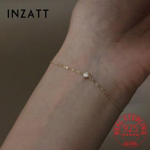 INZATT Real 925 Sterling Silver Zircon 14k Gold Chain Bracelet For Women Classic Fine Jewelry Drop Shipping Accessories Gift