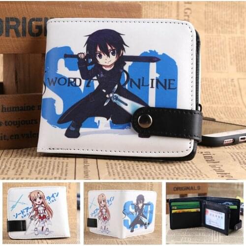 Sword Art Online Anime Colorful Card Holder Wallet Kirigaya Kazuto and Yuuki Asuna Short Coin Purse
