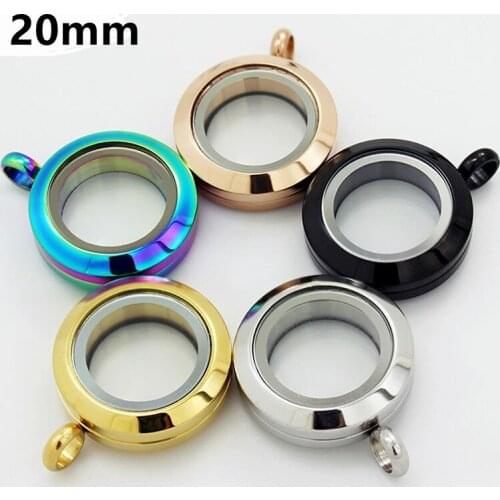 1PC 20mm 5Colors Memory charms Floating Locket Round medallion stainless steel Glass locket fit for necklace bracelet chains