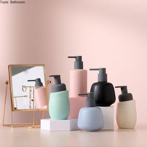 Nordic Ceramic Soap Dispenser Portable Travel Bathroom Accessories Shampoo Shower Gel Bottles Household Soap Liquid Bottles
