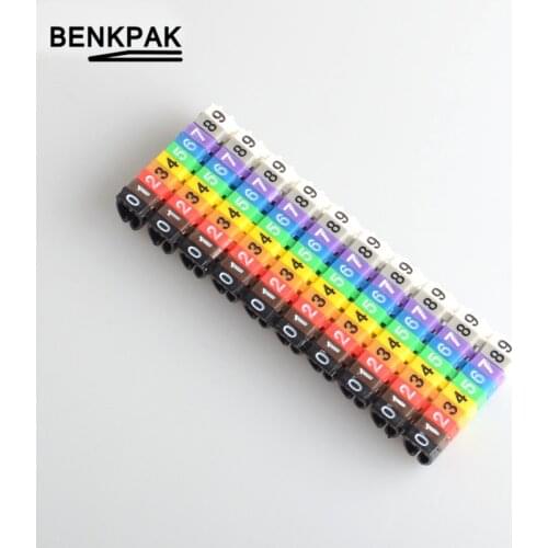 100pcs/Lot 0-9 0123456789 0.75mm2-6mm2 Arabic Numerals M Type CAT 6 Clip Network Ethernet Wire Number Label Tube Cable Marker