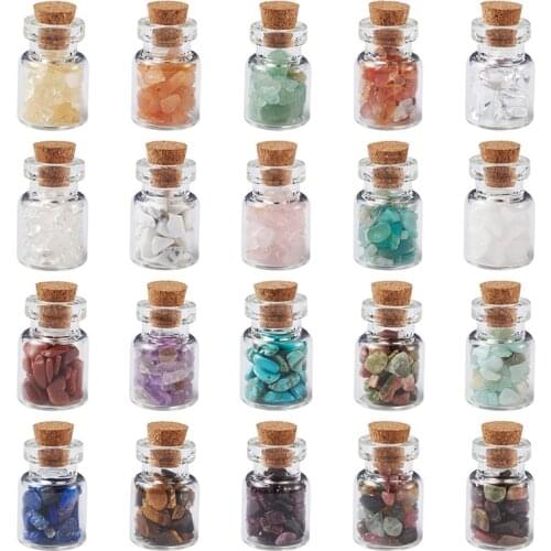 20pcs/set Natural & Synthetic No Hole/Undrilled Stone Chip Beads Glass Bottles for Jewelry Making Decoration