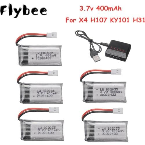 3.7V 400mAh 35C Lipo Battery and Battery charger for X4 H107 H31 KY101 E33C E33 U816A V252 H6C RC Quadcopter Drone Spare Part