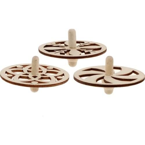 3pcs Unfinished Wooden Spinning Top, Classic Gyro Gyroscope Balance Toy for Kids Adults DIY Craft