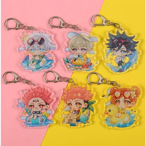 1 Pcs Cute Japan Anime Jujutsu Kaisen Keychains Cartoon Figure Gojo Satoru Yuji Itadori Acrylic Pendant Keyrings Cosplay Toys