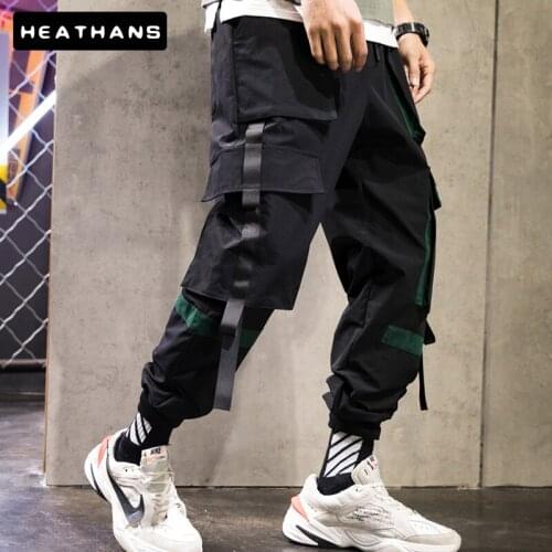 Autumn Multi Pockets Cargo Pants Mens Patchwork Casual Trousers Male Straight Handsome Pencil Trousers Mens Fashion Harem Pants