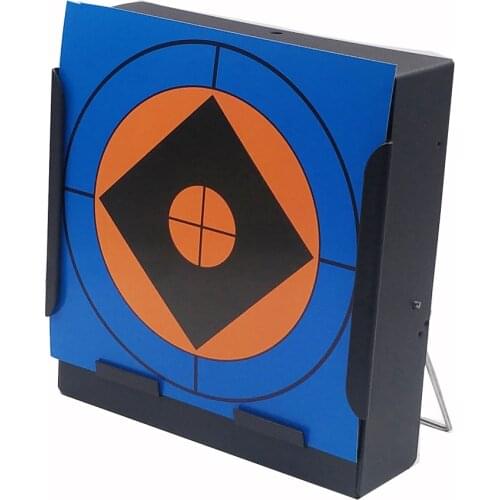 Black Square Steel Pellet Trap+20 Pcs of Paper Targets(Blue Exquisite)-5.50"*5.50"