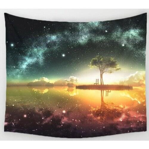 150*130 Night Scenic Tapestry Wall Hanging Decor Star Plant Printed Carpet Home Decor Hanging Living Printing Wall Tapestry
