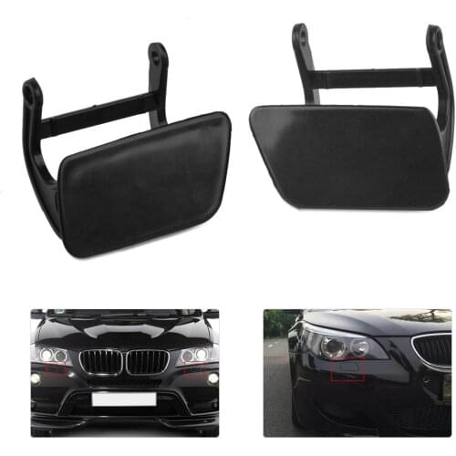 DWCX 2Pcs Car Black Headlight Washer Nozzle Cover Cap 51117060586 51 11 7 060 586 fit For BMW E60 E61 525i 528i 545i 550i 535xi